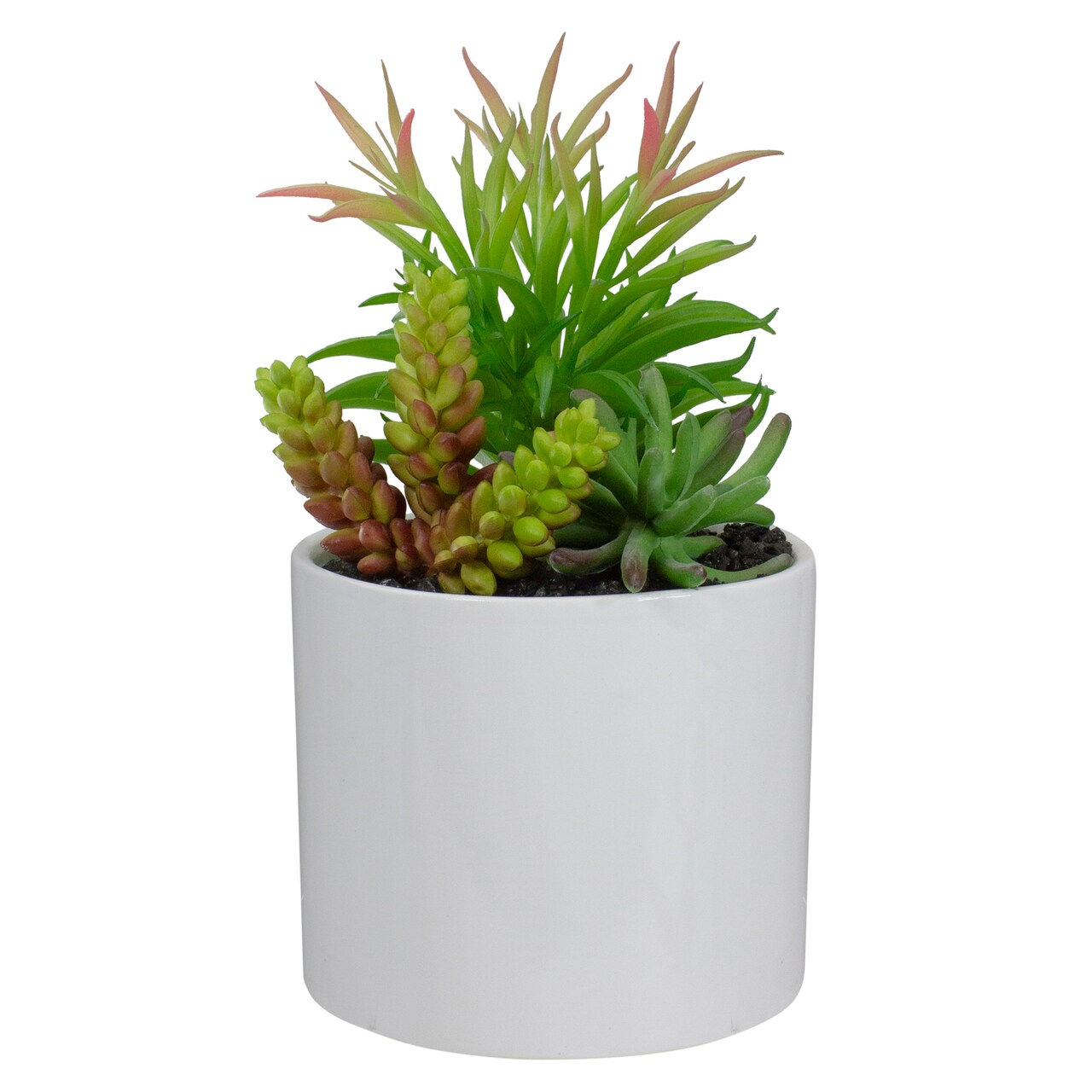 Northlight 9" Artificial Succulent Arrangement in White Ceramic Pot